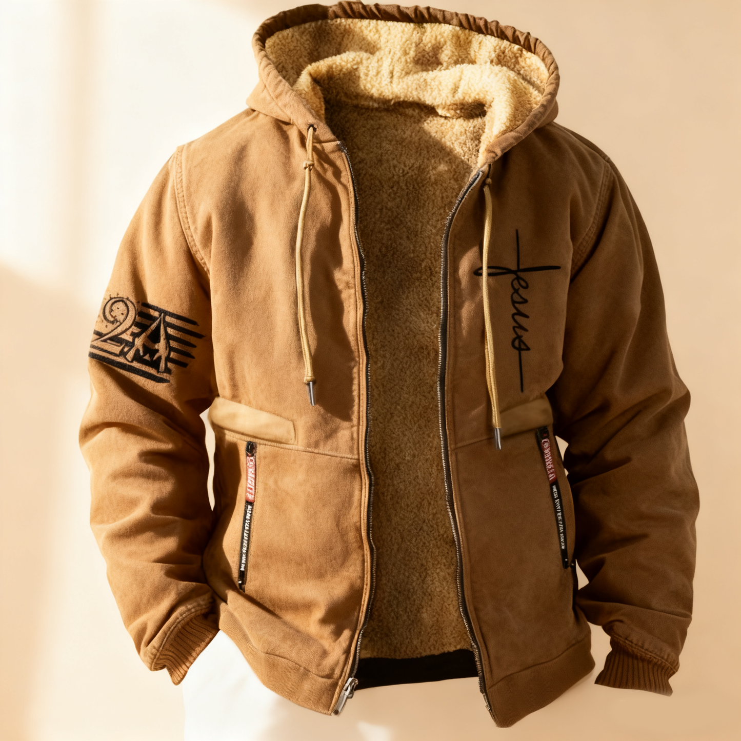 🔥🔥【S-3XL】 Modna, jesienna i zimowa, pogrubiona, aksamitna kurtka męska na co dzień-4112457