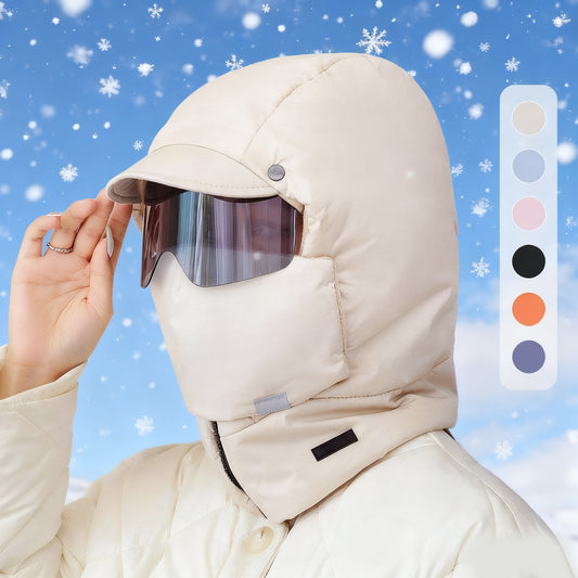 ⛄⛷【Połowa ceny jesień-zima】Nowa, ciepła, całkowicie zakrywająca, wiatroszczelna czapka z okularami rowerowymi