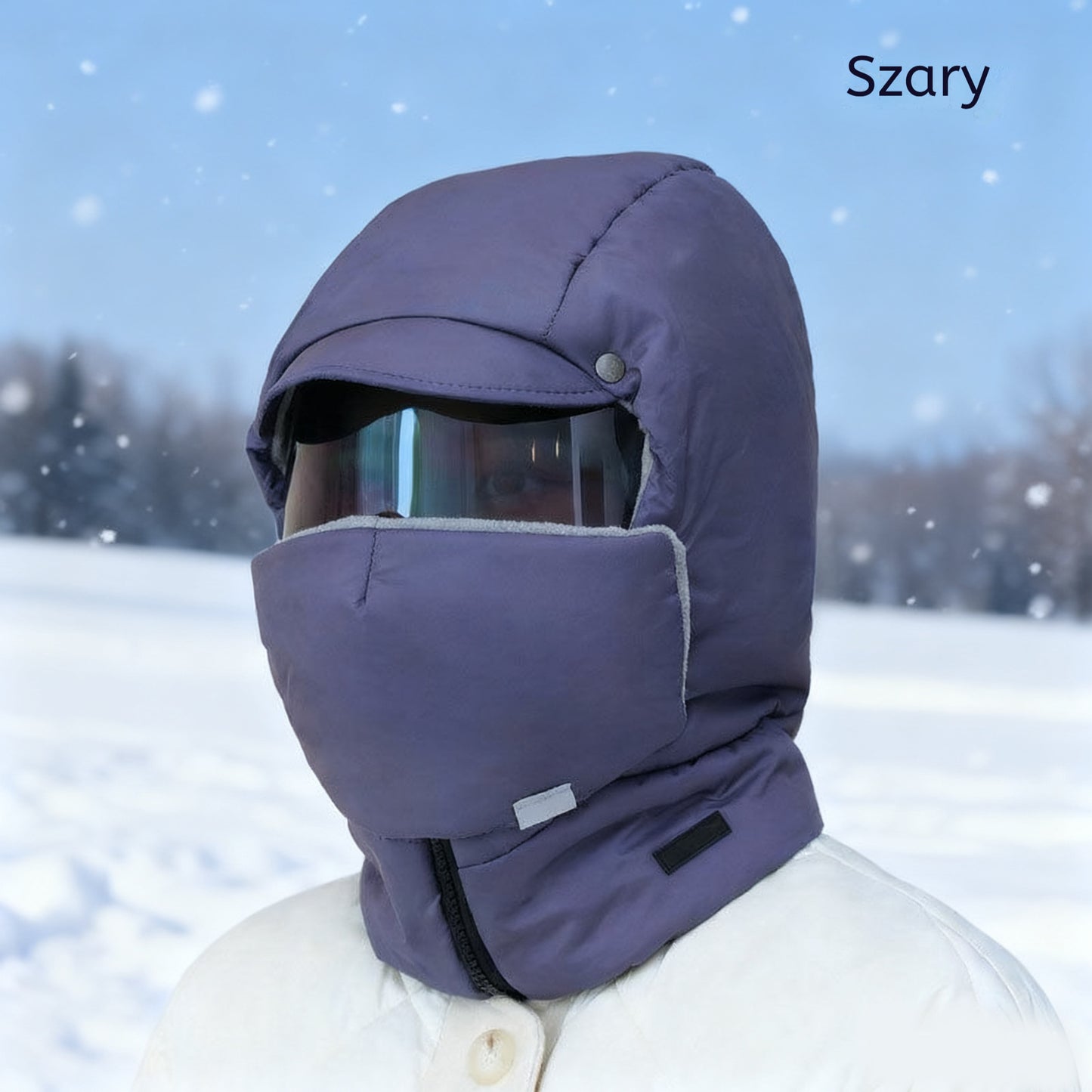 ⛄⛷【Połowa ceny jesień-zima】Nowa, ciepła, całkowicie zakrywająca, wiatroszczelna czapka z okularami rowerowymi