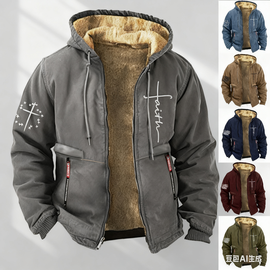 🔥🔥【S-3XL】 Modna, jesienna i zimowa, pogrubiona, aksamitna kurtka męska na co dzień-4112457