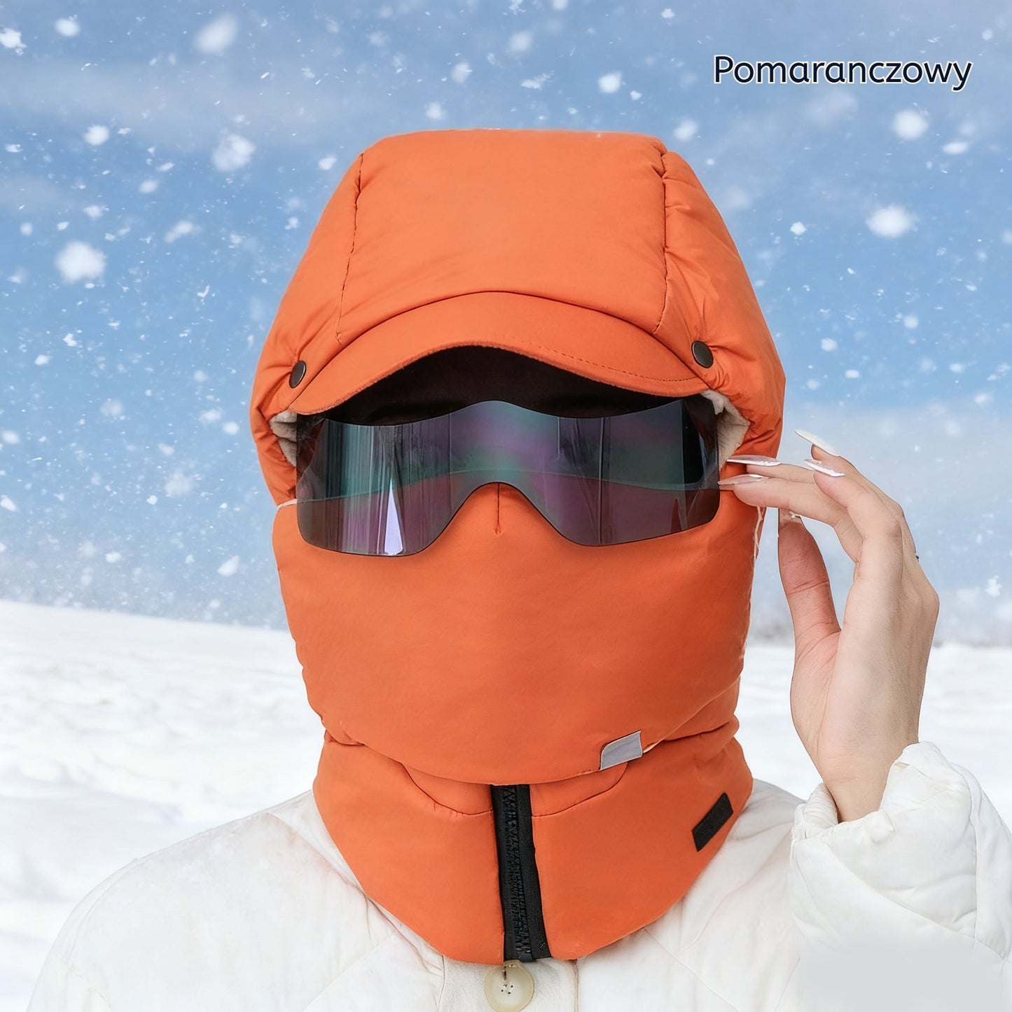⛄⛷【Połowa ceny jesień-zima】Nowa, ciepła, całkowicie zakrywająca, wiatroszczelna czapka z okularami rowerowymi