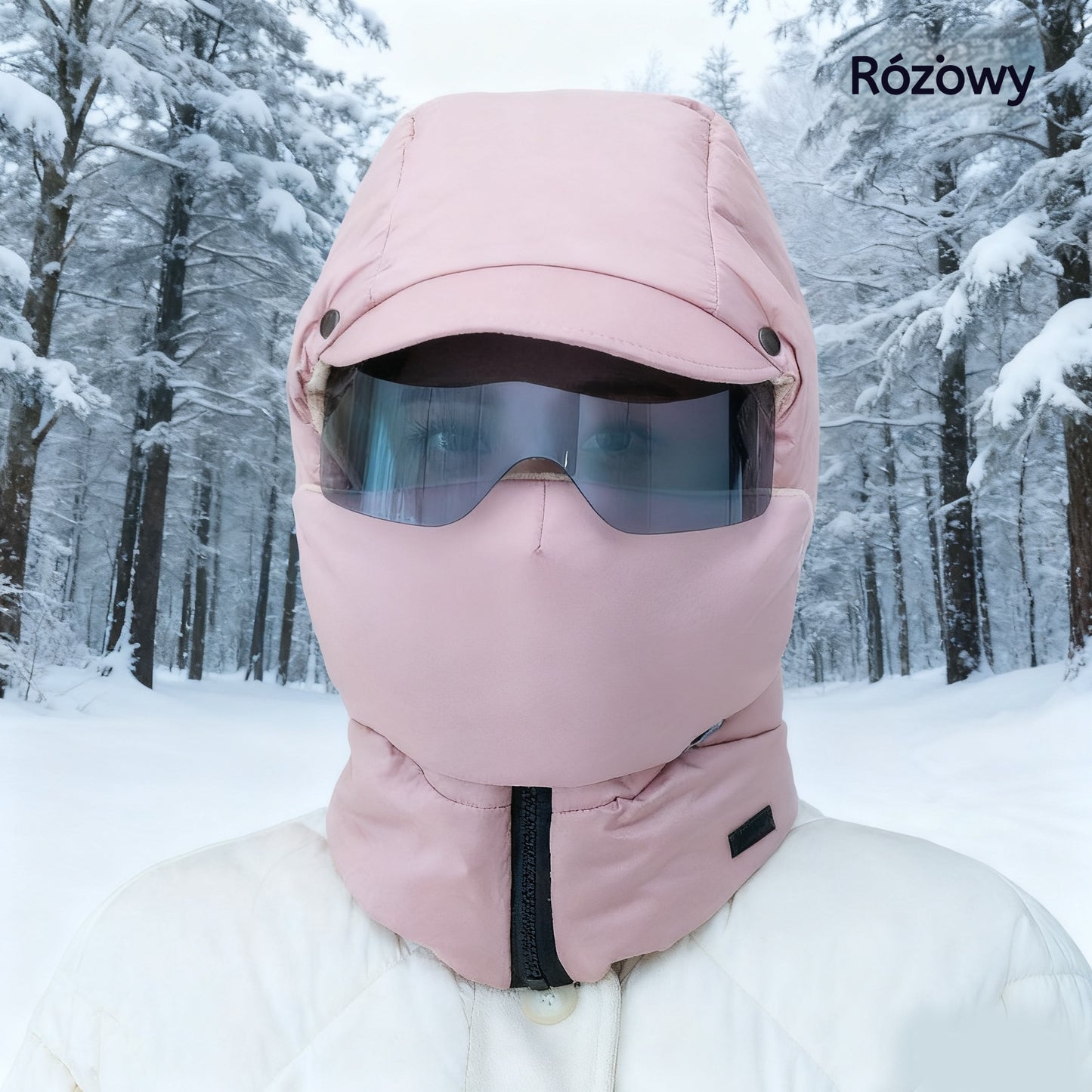 ⛄⛷【Połowa ceny jesień-zima】Nowa, ciepła, całkowicie zakrywająca, wiatroszczelna czapka z okularami rowerowymi