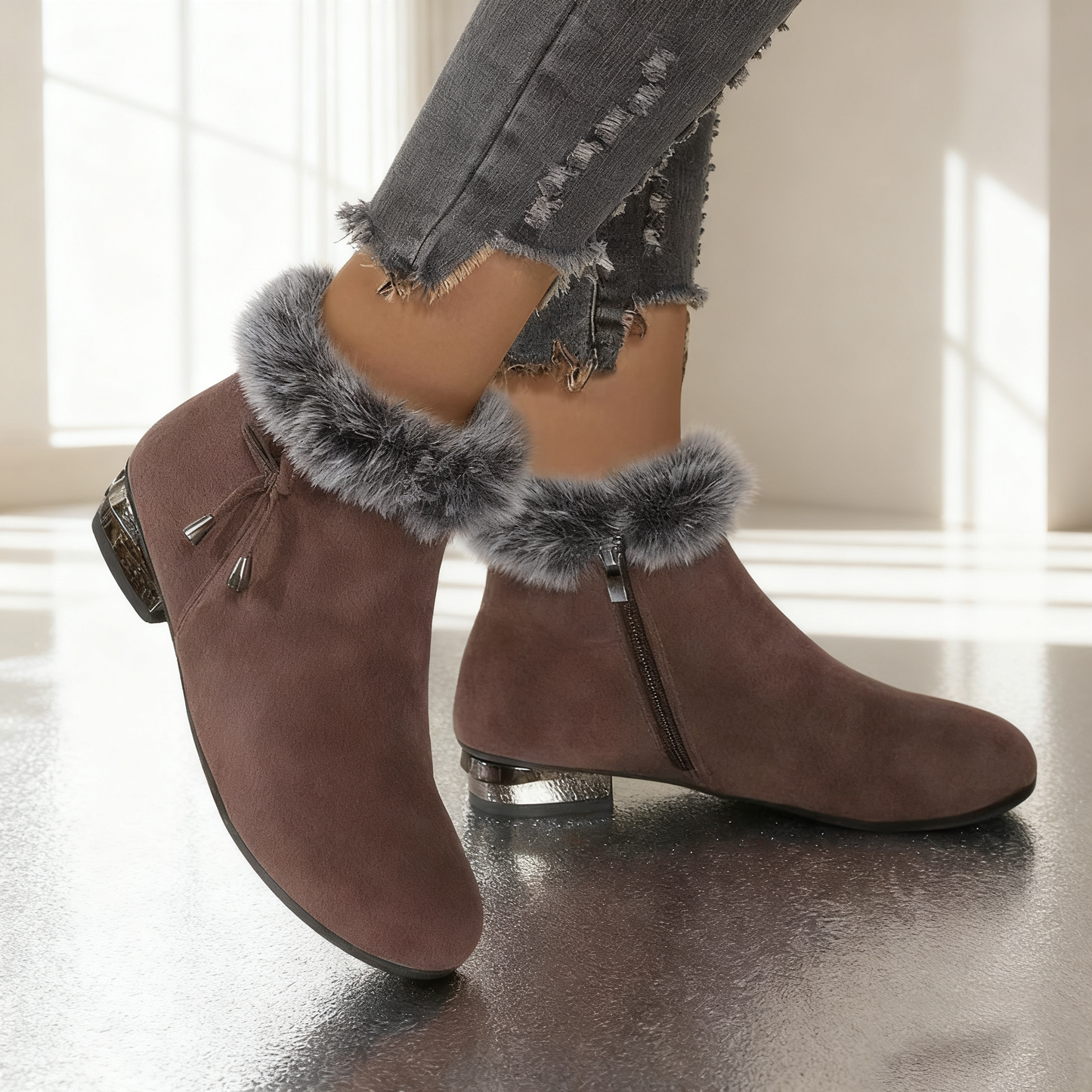 🔥【Promocja】Miękkie skórzane botki na średnim obcasie – eleganckie, wygodne i idealne na jesień i zimę!