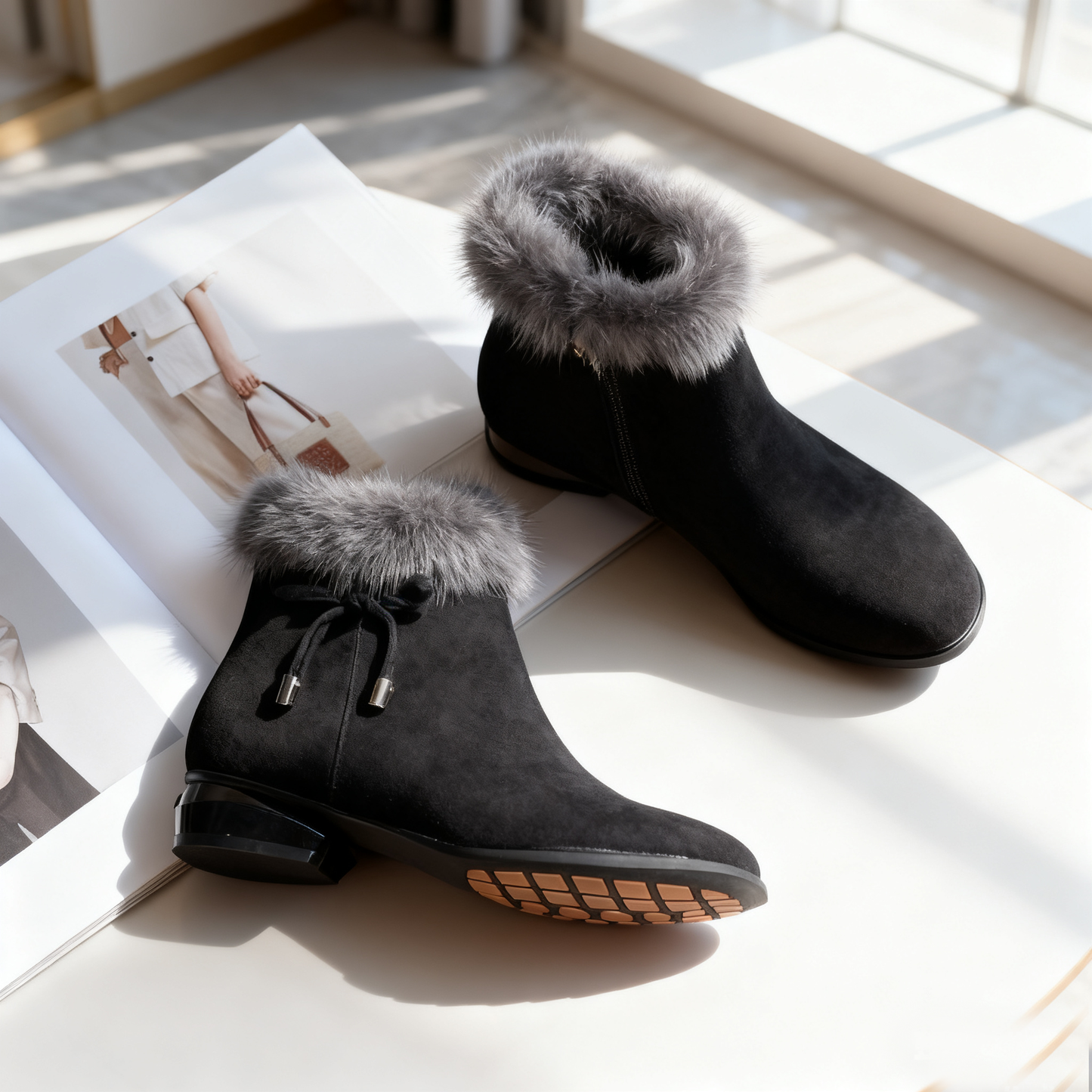 🔥【Promocja】Miękkie skórzane botki na średnim obcasie – eleganckie, wygodne i idealne na jesień i zimę!